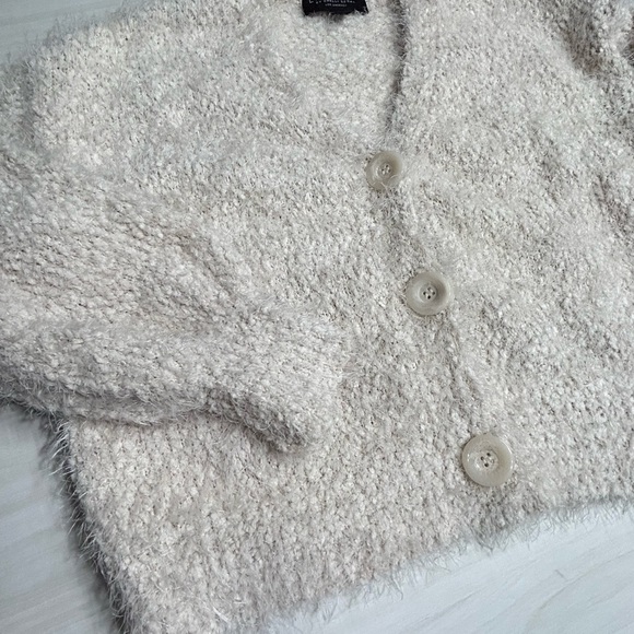 Laundry By Shelli Segal Sweater Eyelash Cream Knit Cardigan Womens Size S - Picture 8 of 13